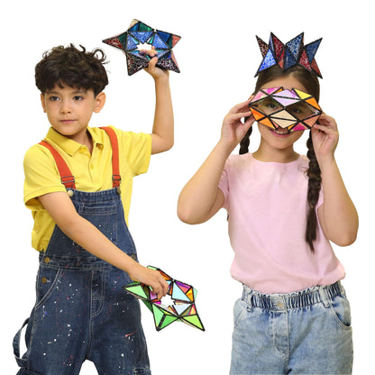 Children playing with magnet pyramid