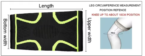 The process how you measure your knee brace. Starting from the knee up to about 10cm position, meausre the leg circumference for the position reference