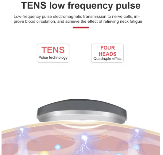 TENS low frequency pulse allows transmission to nerve cells, improving blood circulations and achieve the effect of relieving neck fatigue